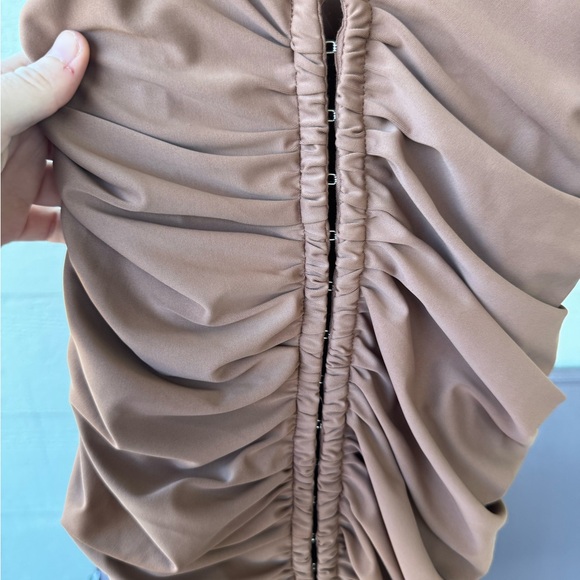 NWT Elegant Ruched Brown Dress - Picture 9 of 11